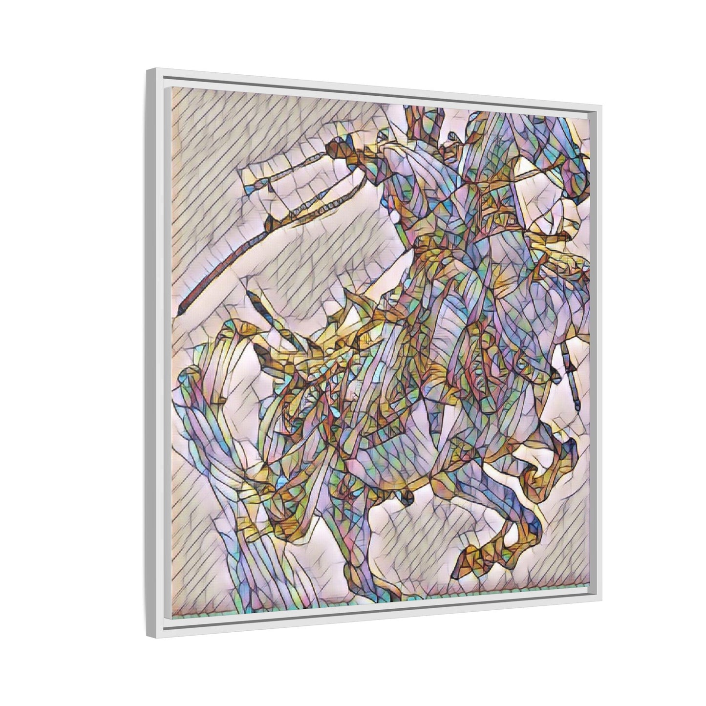 Framed Abstract Stained-Glass Horse Canvas