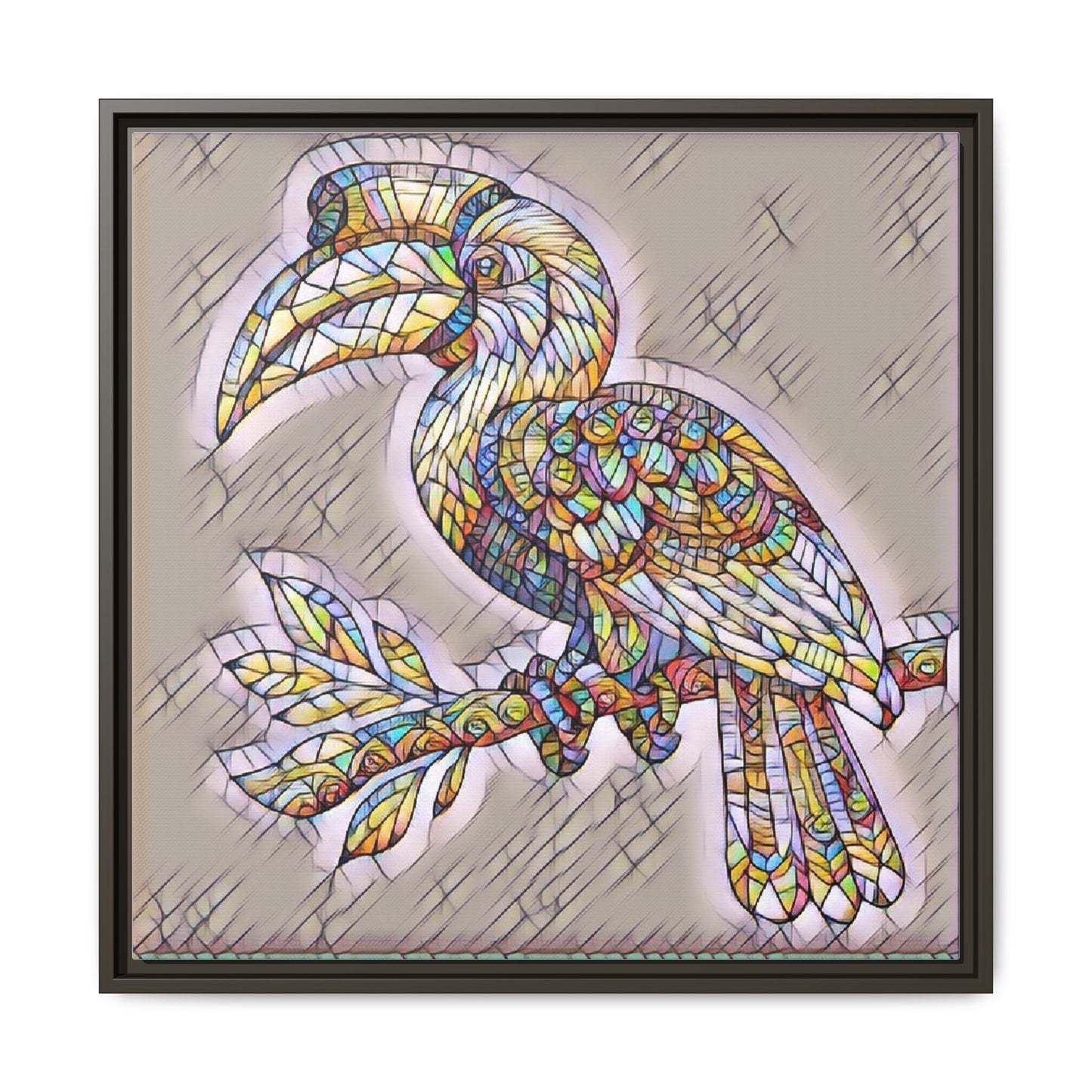 Colorful Stained Glass Toucan Matte Canvas Framed Wall Art