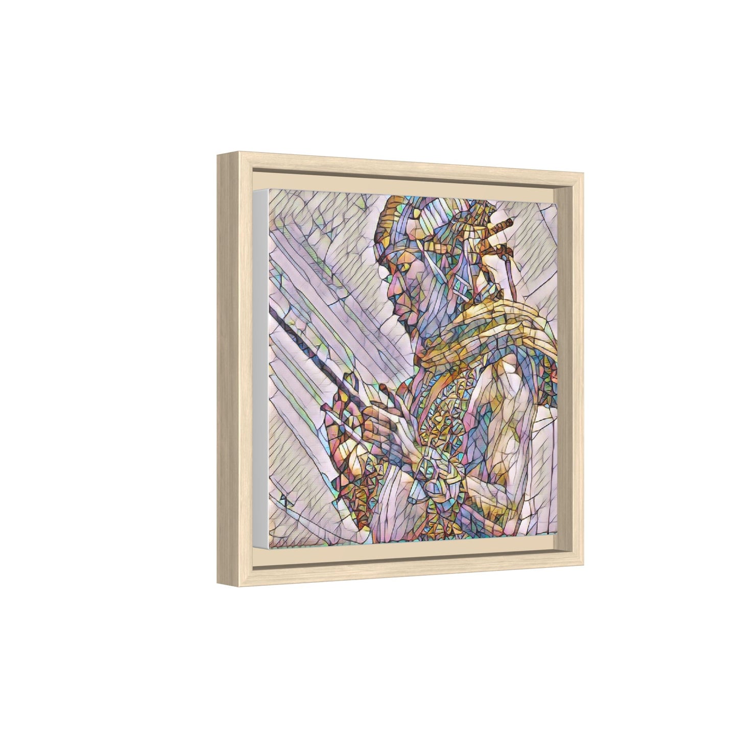 Framed Canvas Art - Colorful Tribal Warrior Portrait (Matte)