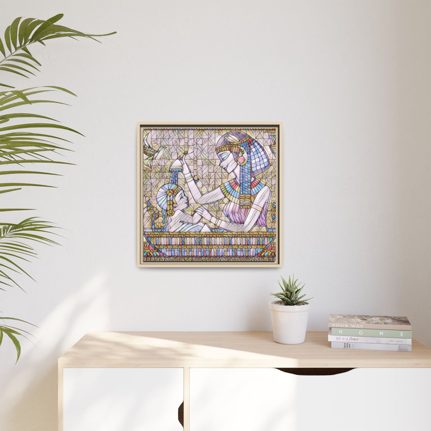 Egyptian Mosaic Mother & Child Framed Matte Canvas