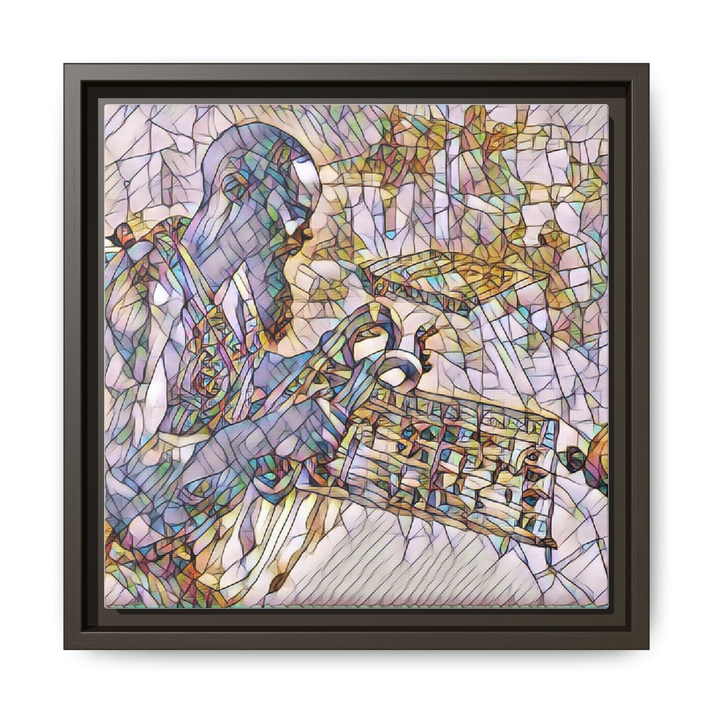 Framed Matte Canvas Art – Abstract Musician with Keyboard (Multi-Color)