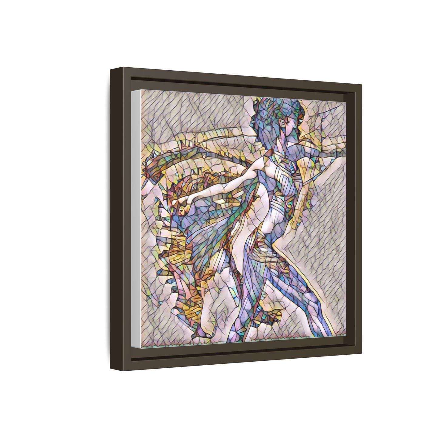 Abstract Stained-Glass Dancer Framed Canvas Art