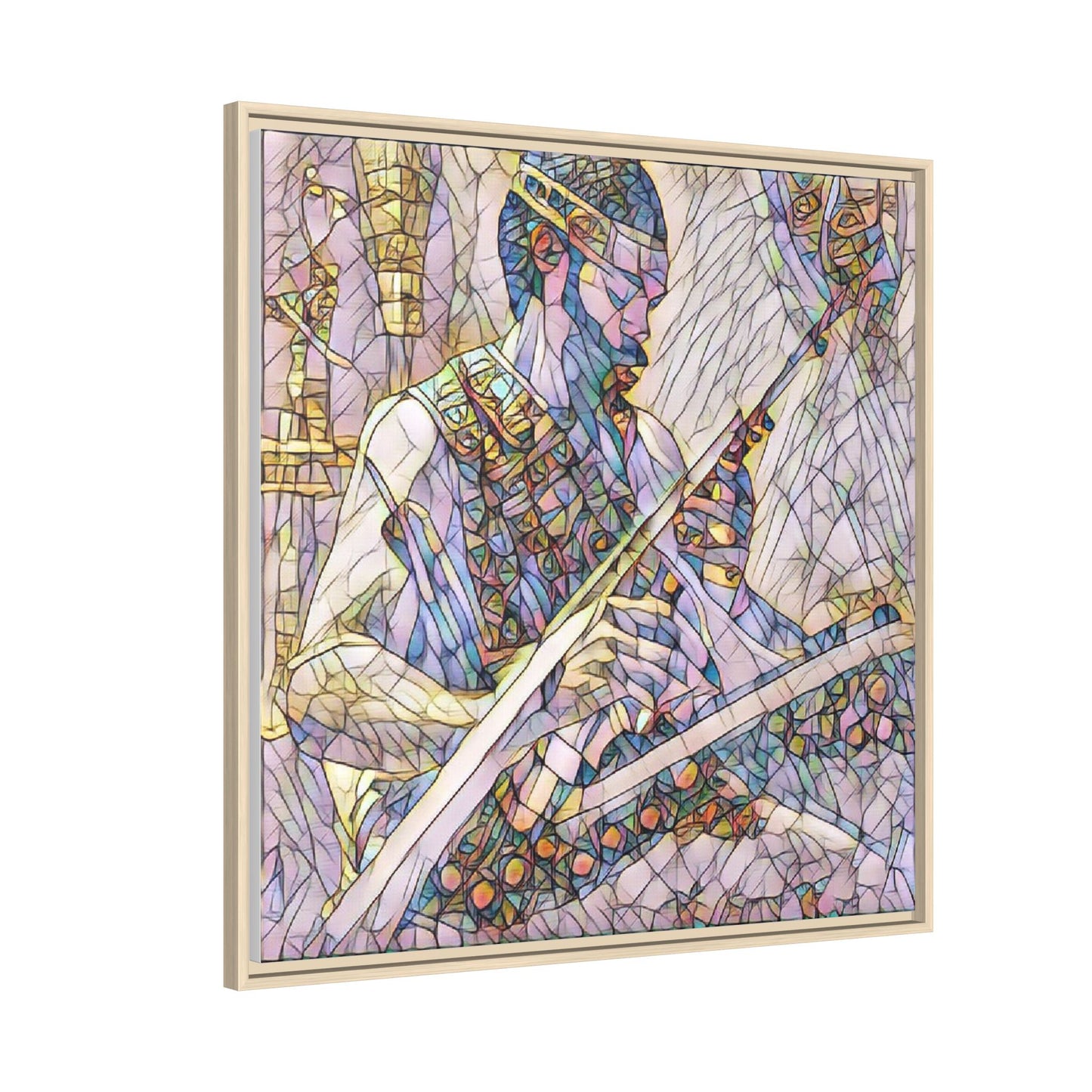 Framed Matte Canvas — Abstract Musician Stained-Glass Art Print