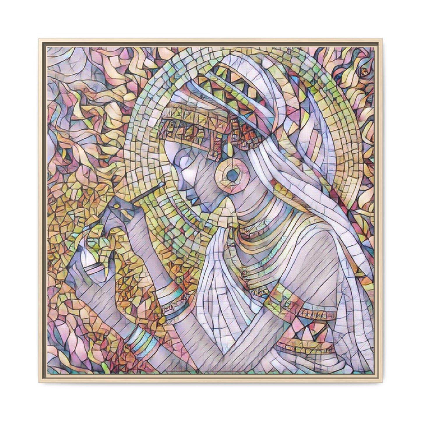 Egyptian Goddess Stained-Glass Matte Canvas (Framed)