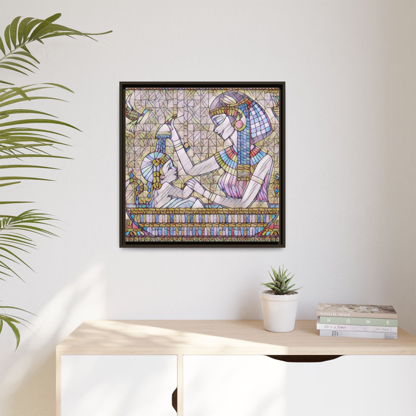 Egyptian Mosaic Mother & Child Framed Matte Canvas