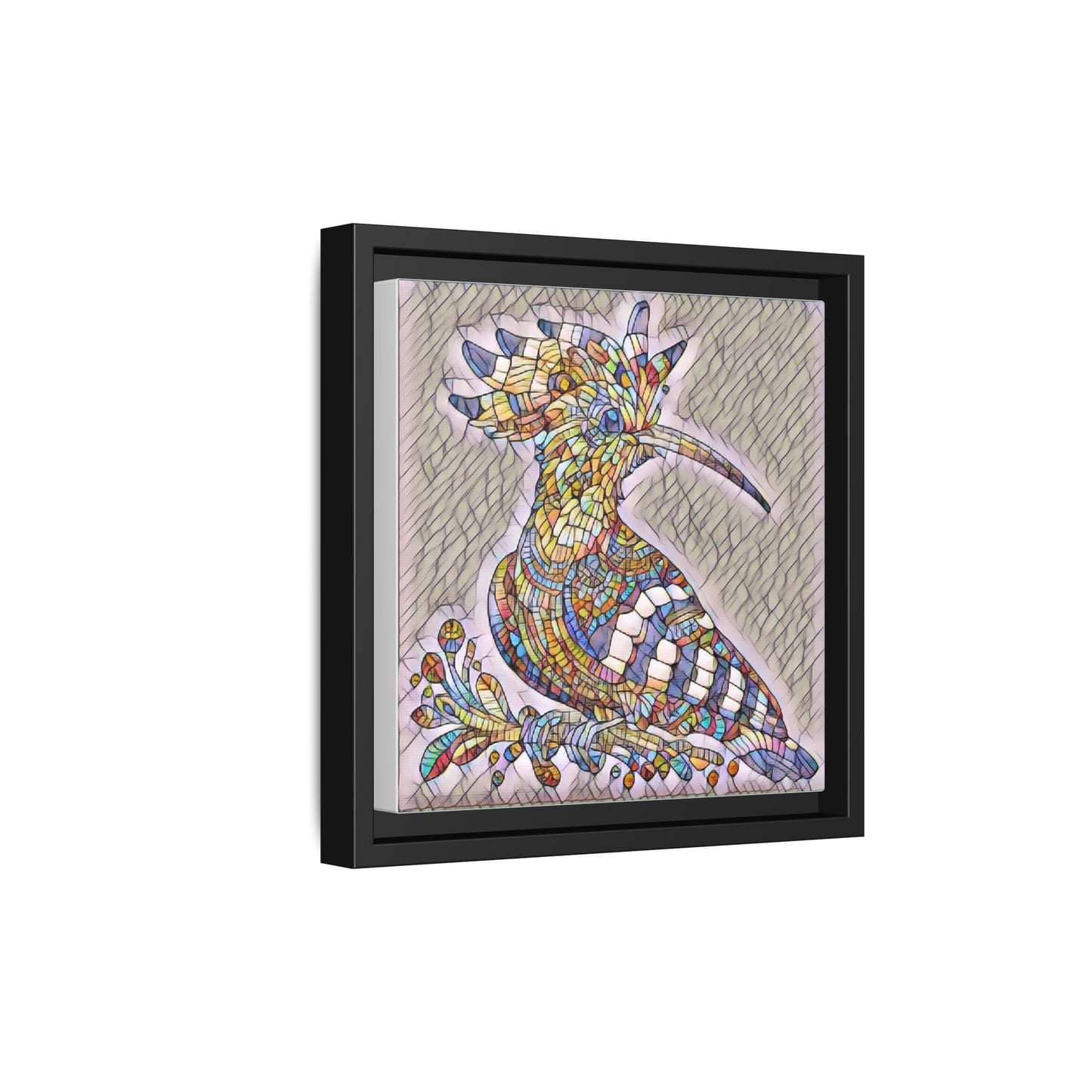 Colorful Mosaic Bird Matte Framed Canvas Wall Art