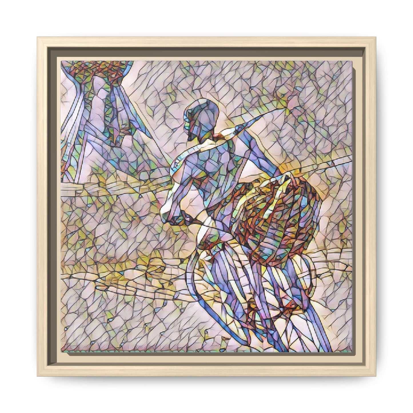 Abstract Stained-Glass Warrior Matte Framed Canvas