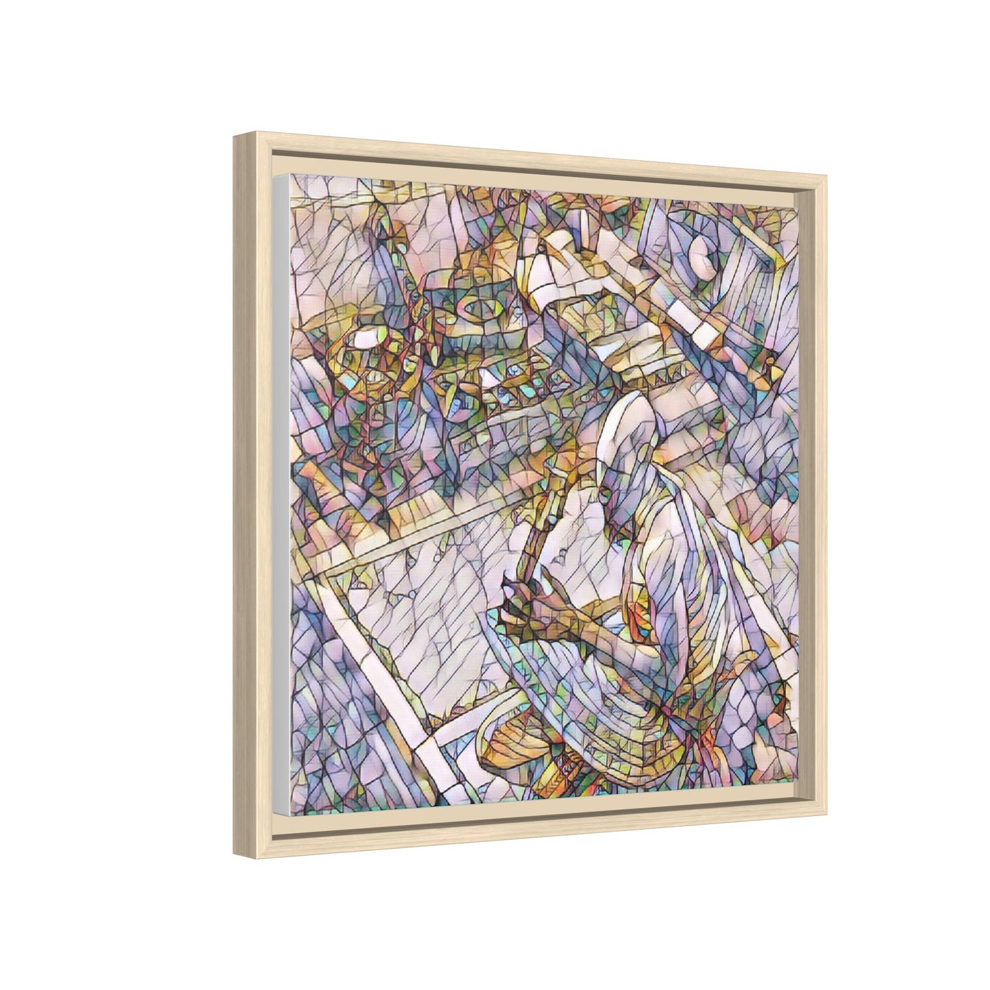 Stained-Glass DJ Matte Canvas Print (Framed) — Colorful Music Room Wall Art