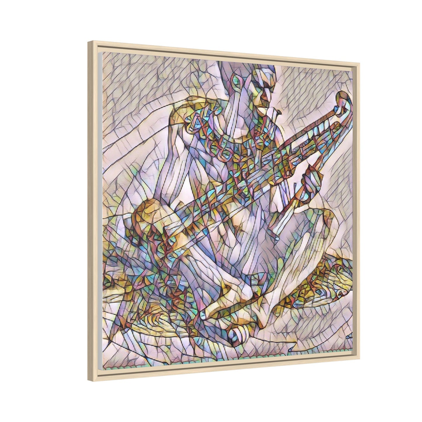 Framed Abstract Musician Canvas Art — Multicolor Modern Wall Decor