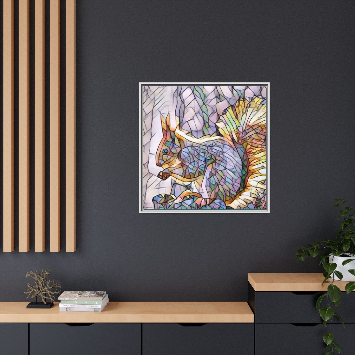Framed Squirrel Mosaic Matte Canvas Wall Art