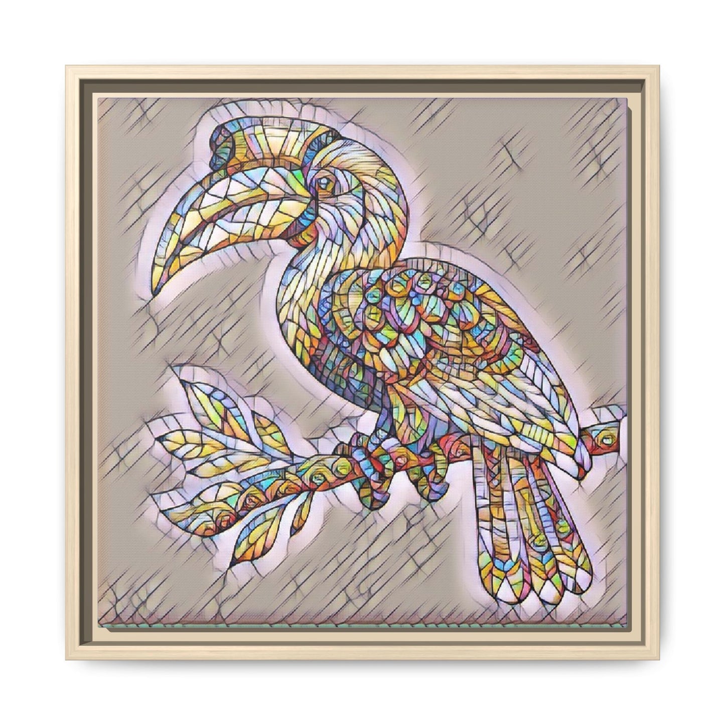 Colorful Stained Glass Toucan Matte Canvas Framed Wall Art