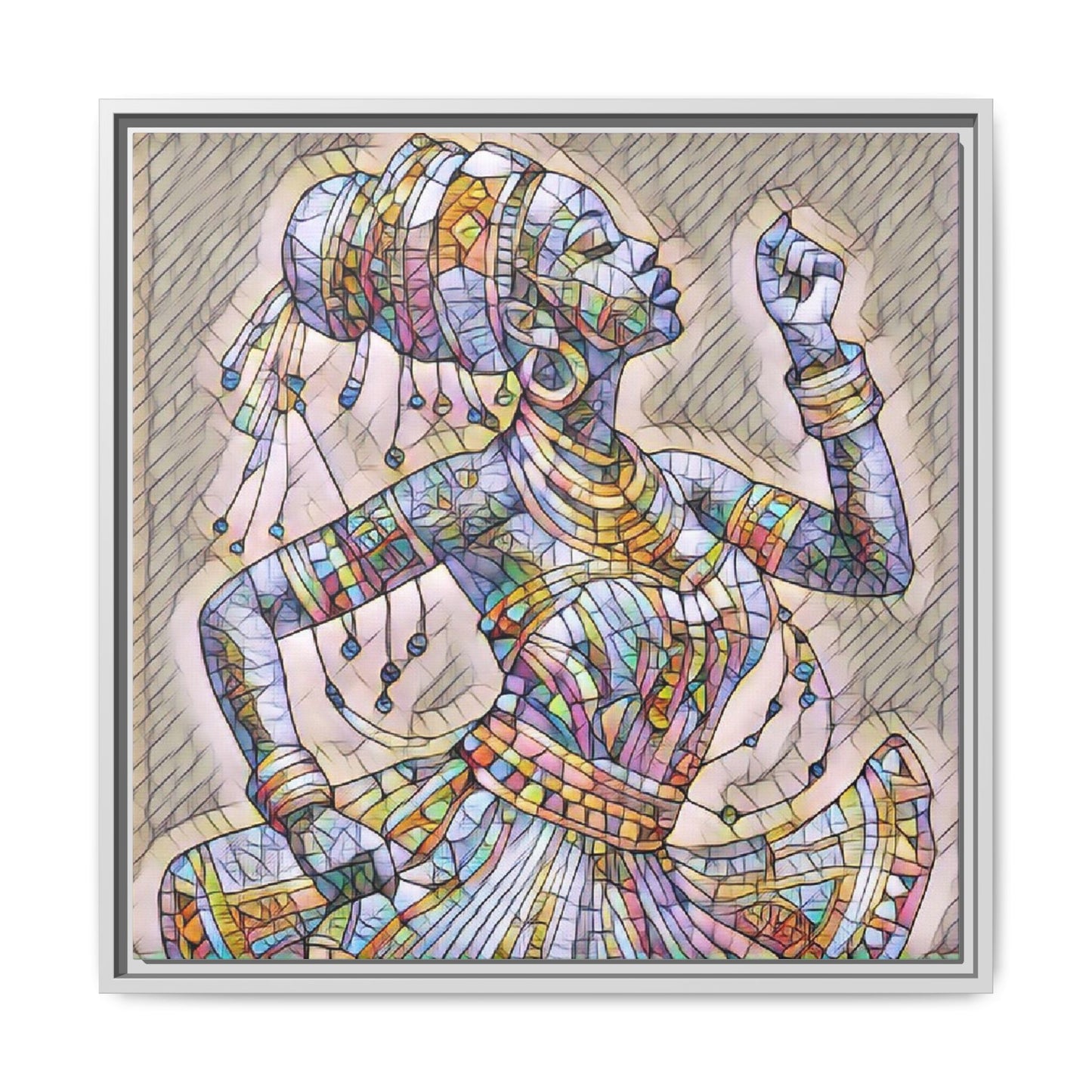Framed Canvas Art — Colorful Mosaic Dancer