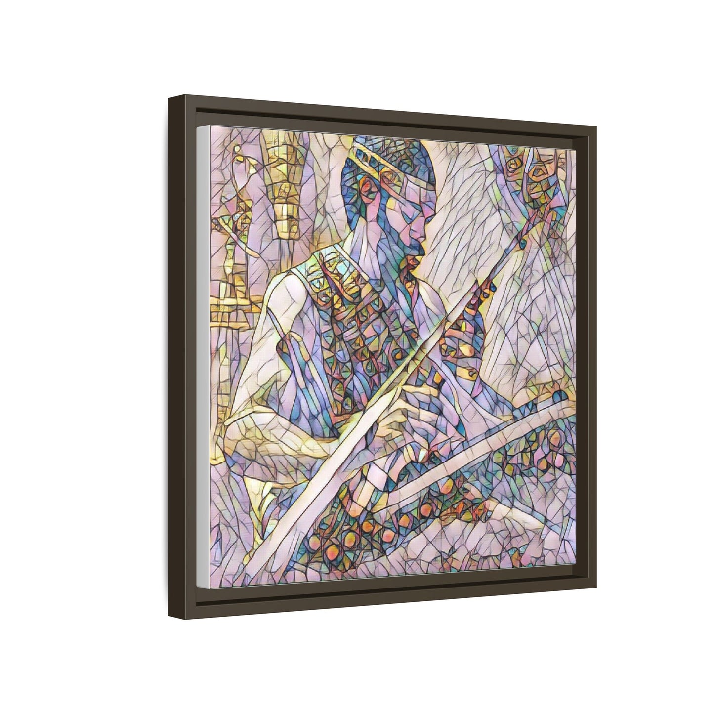 Framed Matte Canvas — Abstract Musician Stained-Glass Art Print