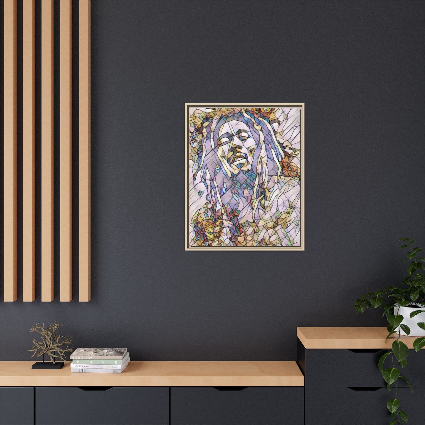 Abstract Multicolor Portrait Matte Canvas Framed Wall Art