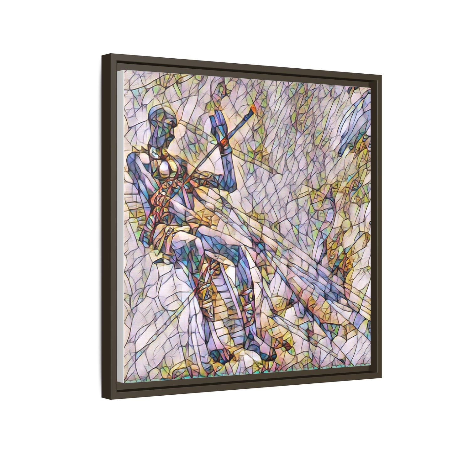 Abstract Stained-Glass Warrior Framed Canvas