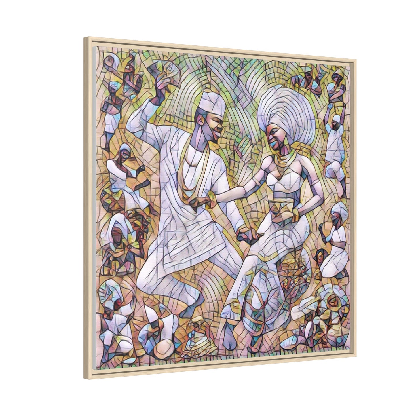 Afrobeat Celebration Matte Framed Canvas — Vibrant Dancers Wall Art
