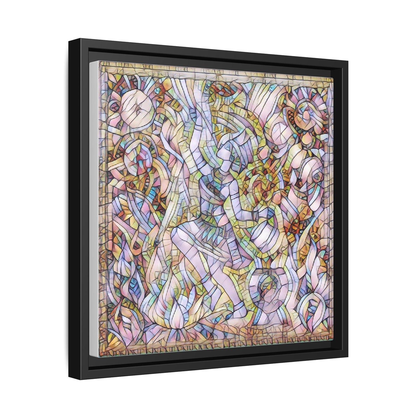 Abstract Stained Glass Dance Matte Framed Canvas