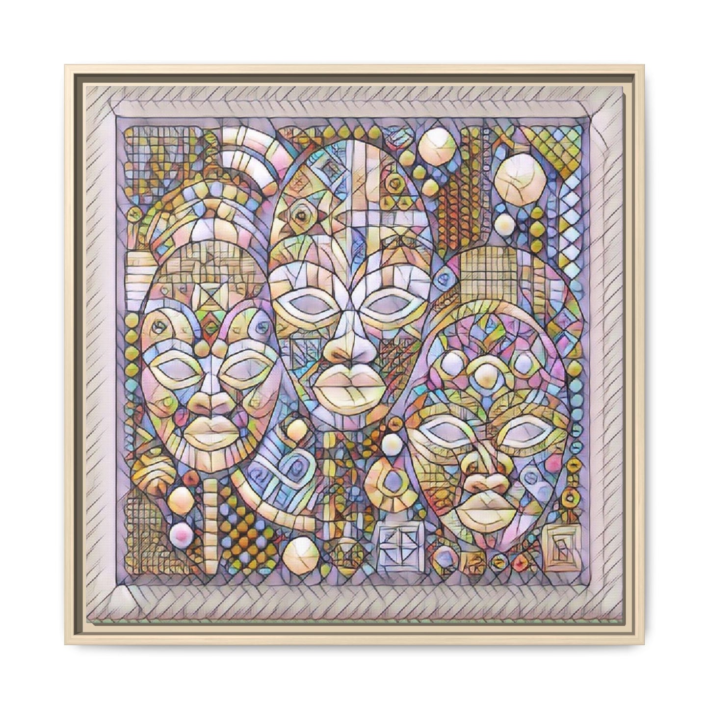 Abstract African Mask Art — Framed Matte Canvas Wall Art